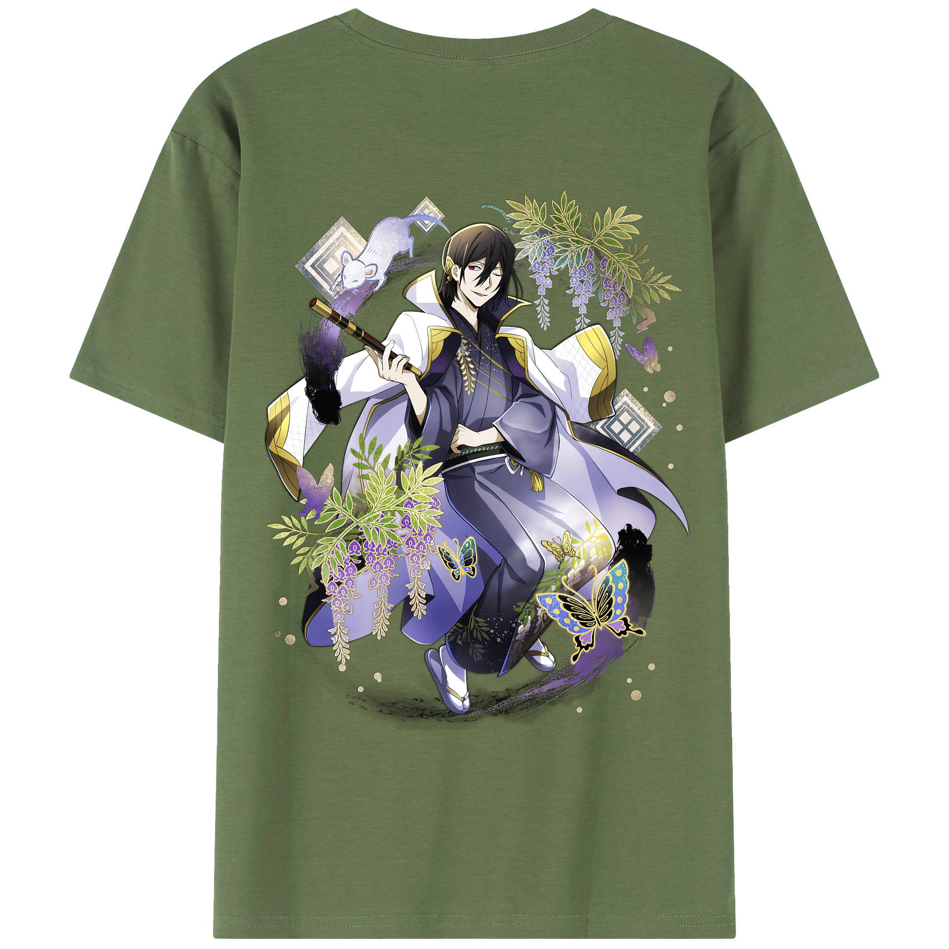 （画像用） 文豪ストレイドッグス Bungo Stray Dogs 綿100％ メンズ半袖Tシャツ（バックプリント） 通気性